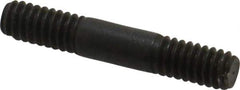 Jergens - 1/4-20 1-1/2" OAL Equal Double Threaded Stud - Alloy Steel, Black Oxide Finish, 7/16" Equal Thread Length - All Tool & Supply