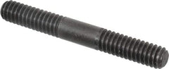 Jergens - 1/4-20 2" OAL Equal Double Threaded Stud - Alloy Steel, Black Oxide Finish, 11/16" Equal Thread Length - All Tool & Supply