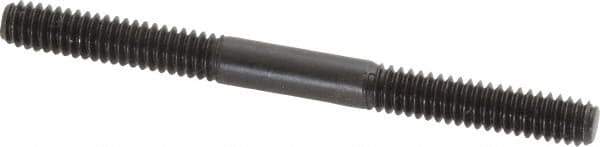 Jergens - 1/4-20 3" OAL Equal Double Threaded Stud - Alloy Steel, Black Oxide Finish, 1" Equal Thread Length - All Tool & Supply