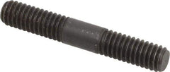 Jergens - 5/16-18 2" OAL Equal Double Threaded Stud - Alloy Steel, Black Oxide Finish, 11/16" Equal Thread Length - All Tool & Supply