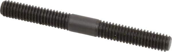 Jergens - 5/16-18 3" OAL Equal Double Threaded Stud - Alloy Steel, Black Oxide Finish, 1-1/8" Equal Thread Length - All Tool & Supply