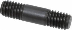 Jergens - 3/8-16 1-1/2" OAL Equal Double Threaded Stud - Alloy Steel, Black Oxide Finish, 3/8" Equal Thread Length - All Tool & Supply