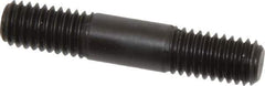 Jergens - 3/8-16 2" OAL Equal Double Threaded Stud - Alloy Steel, Black Oxide Finish, 5/8" Equal Thread Length - All Tool & Supply