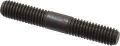 Jergens - 3/8-16 2-1/2" OAL Equal Double Threaded Stud - Alloy Steel, Black Oxide Finish, 7/8" Equal Thread Length - All Tool & Supply