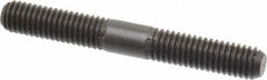 Jergens - 3/8-16 3" OAL Equal Double Threaded Stud - Alloy Steel, Black Oxide Finish, 1-1/8" Equal Thread Length - All Tool & Supply