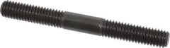 Jergens - 3/8-16 3-1/2" OAL Equal Double Threaded Stud - Alloy Steel, Black Oxide Finish, 1-1/4" Equal Thread Length - All Tool & Supply