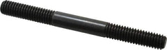 Jergens - 3/8-16 4" OAL Equal Double Threaded Stud - Alloy Steel, Black Oxide Finish, 1-1/4" Equal Thread Length - All Tool & Supply