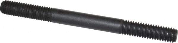 Jergens - 3/8-16 4-1/2" OAL Equal Double Threaded Stud - Alloy Steel, Black Oxide Finish, 1-1/4" Equal Thread Length - All Tool & Supply