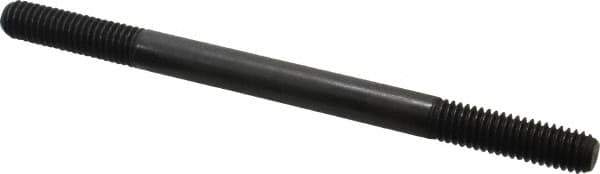 Jergens - 3/8-16 5-1/2" OAL Equal Double Threaded Stud - Alloy Steel, Black Oxide Finish, 1-1/4" Equal Thread Length - All Tool & Supply