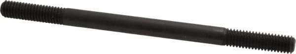 Jergens - 3/8-16 6" OAL Equal Double Threaded Stud - Alloy Steel, Black Oxide Finish, 1-1/4" Equal Thread Length - All Tool & Supply