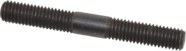 Jergens - 1/2-13 4" OAL Equal Double Threaded Stud - Alloy Steel, Black Oxide Finish, 1-1/2" Equal Thread Length - All Tool & Supply