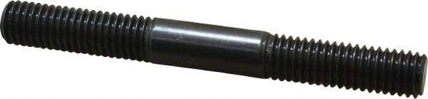 Jergens - 1/2-13 4-1/2" OAL Equal Double Threaded Stud - Alloy Steel, Black Oxide Finish, 1-1/2" Equal Thread Length - All Tool & Supply