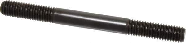 Jergens - 1/2-13 5-1/2" OAL Equal Double Threaded Stud - Alloy Steel, Black Oxide Finish, 1-1/2" Equal Thread Length - All Tool & Supply