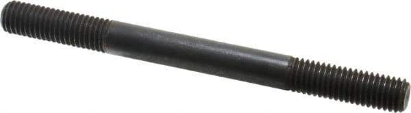 Jergens - 1/2-13 6" OAL Equal Double Threaded Stud - Alloy Steel, Black Oxide Finish, 1-1/2" Equal Thread Length - All Tool & Supply