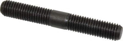 Jergens - 5/8-11 4-1/2" OAL Equal Double Threaded Stud - Alloy Steel, Black Oxide Finish, 1-3/4" Equal Thread Length - All Tool & Supply