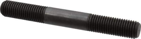 Jergens - 1-8 8" OAL Equal Double Threaded Stud - Alloy Steel, Black Oxide Finish, 2-1/2" Equal Thread Length - All Tool & Supply