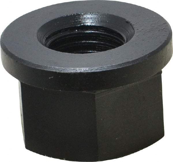 Jergens - 7/8-9, 1-3/4" Flange Diam, 1-1/8" High, 1-7/16" Across Flats, Flange Nut - Grade Low Carbon Steel Steel, Black Oxide Finish, 1/4" Flange Height, TCMA - All Tool & Supply