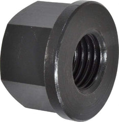 Jergens - 1-8, 2" Flange Diam, 1-1/4" High, 1-5/8" Across Flats, Flange Nut - Grade Low Carbon Steel Steel, Black Oxide Finish, 1/4" Flange Height, TCMA - All Tool & Supply