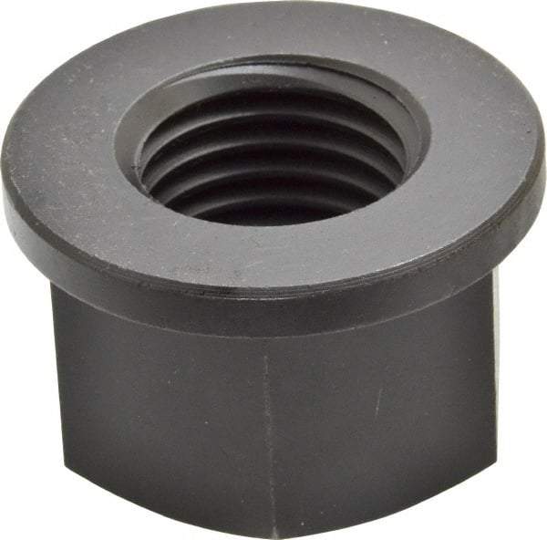 Jergens - 1-1/4 - 7, 2-1/4" Flange Diam, 1-3/8" High, 1-13/16" Across Flats, Flange Nut - Grade Low Carbon Steel Steel, Black Oxide Finish, 1/4" Flange Height, TCMA - All Tool & Supply