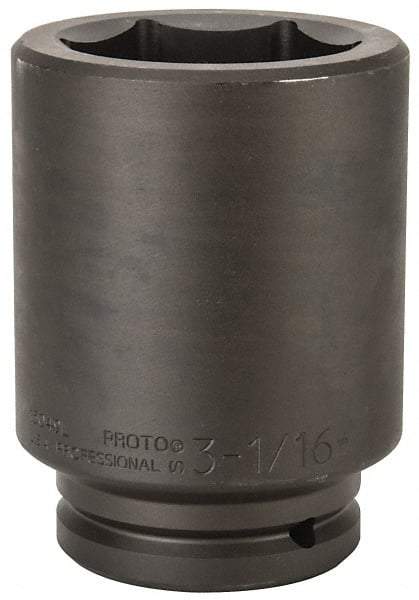 Proto - 1-1/2" Drive 3-1/16" Deep Impact Socket - 6 Points, 6-3/8" OAL - All Tool & Supply