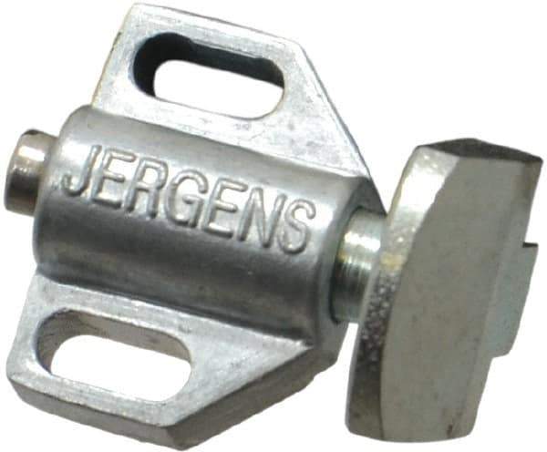 Jergens - 15/16" Body Width x 11/16" Body Len, 1/8" Stroke Len, 21/32" Btw Mt Hole Ctrs, Tang Square Spring Locating Stop - 10 Lb Mid End Force, 5/8" Stop Head Width x 7/8" Stop Head Height - All Tool & Supply