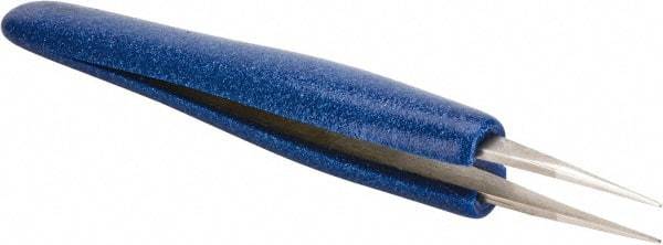 Aven - 4-3/4" OAL OO-SA Ergonomic Cushion Grip Tweezers - Straight, Strong, Regular Tips - All Tool & Supply