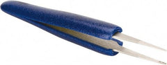 Aven - 4-3/4" OAL 2A-SA Ergonomic Cushion Grip Tweezers - Straight, Flat Tips - All Tool & Supply