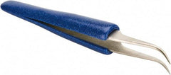 Aven - 4-1/2" OAL 7-SA Ergonomic Cushion Grip Tweezers - Curved, Super-Fine, Pointed Tips - All Tool & Supply