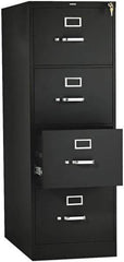 Hon - 15" Wide x 52" High x 26-1/2" Deep, 4 Drawer Vertical File with Lock - Steel, Black - All Tool & Supply