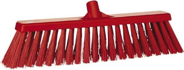 Vikan - 20" Heavy Duty Synthetic Push Broom - 4.3" Bristle Length, Plastic Block, European Threaded Handle Connection - All Tool & Supply