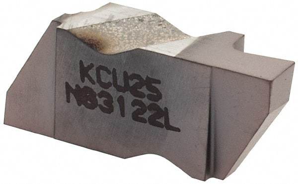 Kennametal - 3122NG Grade KCU25, 0.122" Cutting Width Carbide Grooving Insert - 0.15" Max Depth of Cut, Left Hand, 0.0075" Corner Radius - All Tool & Supply