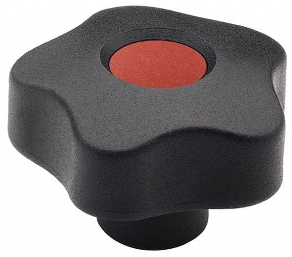 Elesa - 1.26" Head Diam, 5 Point Lobed Knob - 1/4-20 Hole, Thermoplastic, Black - All Tool & Supply