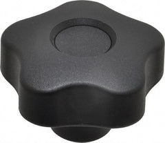 Elesa - 1.97" Head Diam, 5 Point Lobed Knob - 3/8-16 Hole, Thermoplastic, Black - All Tool & Supply