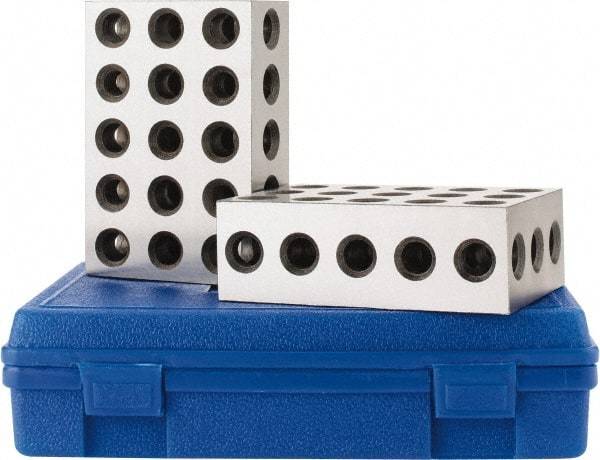 Fowler - 0.0003 Squareness Per Inch, Hardened Steel, 2-4-6 Block with 31 Hole Setup Block - 0.001 Inch Overall Tolerance, 5/8 - 11 Inch Tapped Hole Size, 56-60 RC Hardness, Sold As Matched Pair - All Tool & Supply