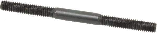 Jergens - M6x1.0 80mm OAL Equal Double Threaded Stud - Alloy Steel, Black Oxide Finish, 27mm Equal Thread Length, Metric - All Tool & Supply