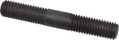 Jergens - M12x1.75 80mm OAL Equal Double Threaded Stud - Alloy Steel, Black Oxide Finish, 30mm Equal Thread Length, Metric - All Tool & Supply