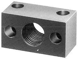 Jergens - 7/8-14 Thread, 21/64" Mounting Hole, Low Carbon Steel Clamp Mounting Block - 1-1/2" Thick x 2" Long x 3/4" Wide - All Tool & Supply