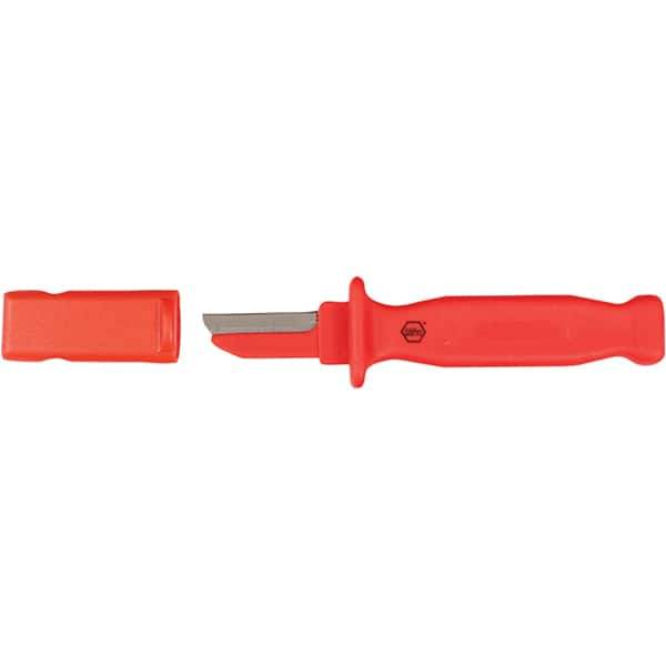 Wiha - Fixed Safety Utility Knife - 2" Blade, Red Plastic Handle, 1 Blade Included - All Tool & Supply