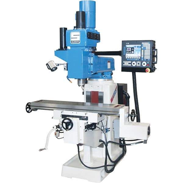 Summit - 20" Table Width x 52" Table Length, Electronic Variable Speed Control, 3 Phase Knee Milling Machine - CAT40 Spindle Taper, 5 hp - All Tool & Supply