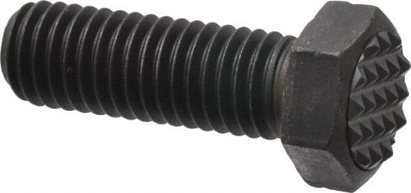 Fairlane - Serrated Tooth, 1/2-13, 1-1/2" Shank Length, 1-1/2" Thread Length, Black Oxide Finish, Hex Head, Adjustable Positioning Gripper - 5/8" Pad Diam, 3/4" Hex, 23/64" Head Height, Fine Tooth Grade - All Tool & Supply