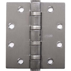 Stanley - 5" Long x 5" Wide Grade 1 304 Stainless Steel Full Mortise Ball Bearing Commercial Hinge - All Tool & Supply