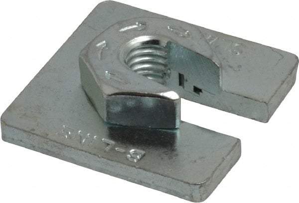 Cooper B-Line - 3/8" Rod, Zinc Plated Carbon Steel Slip On Square Washer, Lock Strut Nut - 730 Lb Capacity, 3/8-16" Bolt, 1 Hole, Used with Cooper B Line Channel & Strut (All Sizes Except B62 & B72) - All Tool & Supply