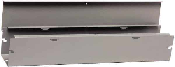 Cooper B-Line - 6" High x 152mm Wide x 48" Long, Screw Mount Solid Wall Wire Duct - Gray, 15 (Bottom) & 15 (Top) Knockouts, Hinged Cover, Steel - All Tool & Supply