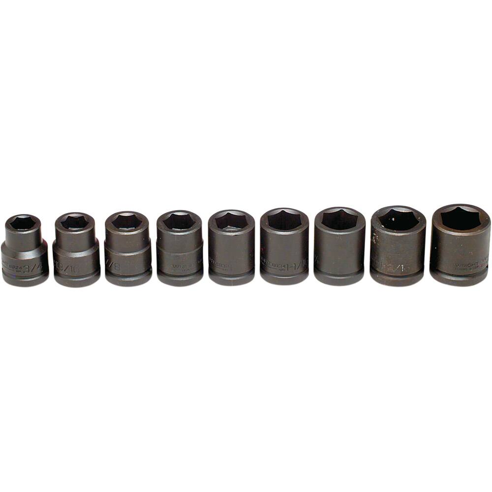 Wright Tool & Forge - 9 Pc 3/4" Drive Impact Socket Set - Exact Industrial Supply