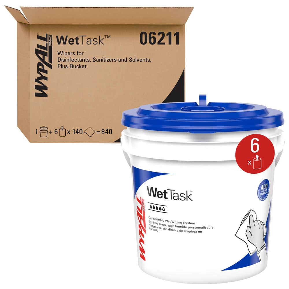 Disinfecting Wipes: Dry Bucket, 12 x 6″ Sheet, White