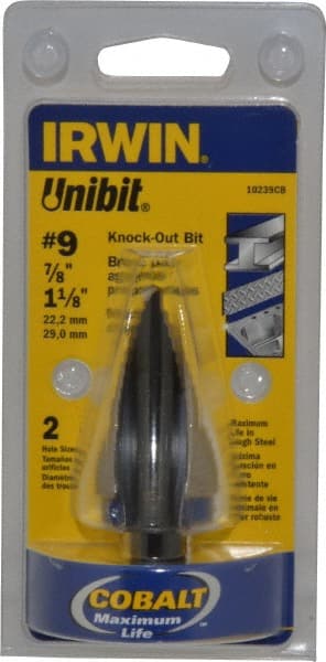 Irwin - 2 Hole Sizes, 7/8 to 1-1/8" Hole Diam Cobalt Step Drill Bit - All Tool & Supply