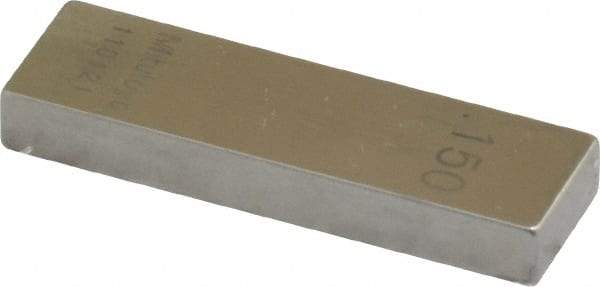 Mitutoyo - 0.15" Rectangular Steel Gage Block - Accuracy Grade 0, Includes Certificate of Inspection - All Tool & Supply