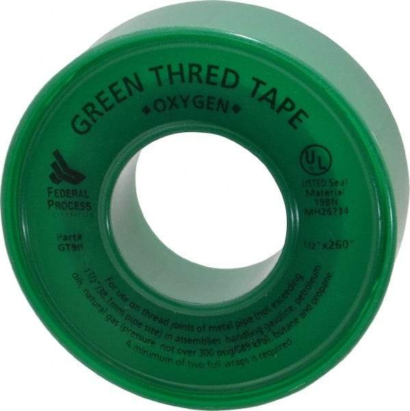 Federal Process - 1/2" Wide x 260" Long Oxygen Pipe Repair Tape - 3.7 mil Thick, -450 to 550°F, Green - All Tool & Supply