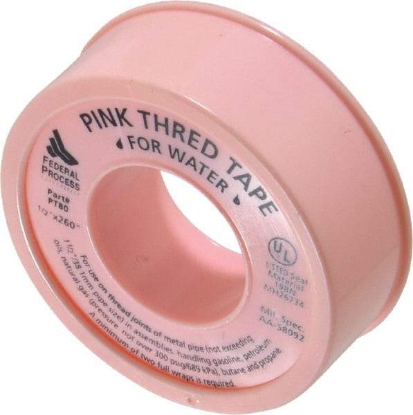 Federal Process - 1/2" Wide x 260" Long General Purpose Pipe Repair Tape - 3.7 mil Thick, -450 to 550°F, Pink - All Tool & Supply