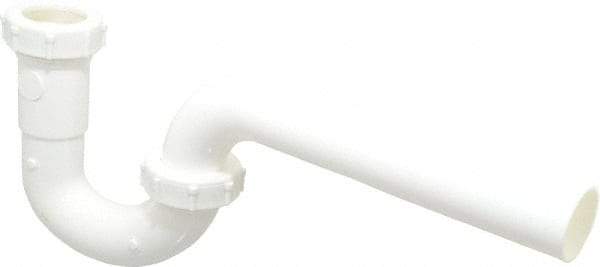 Federal Process - 1-1/4 Outside Diameter, P Trap with Wall Pipe - White, PVC - All Tool & Supply